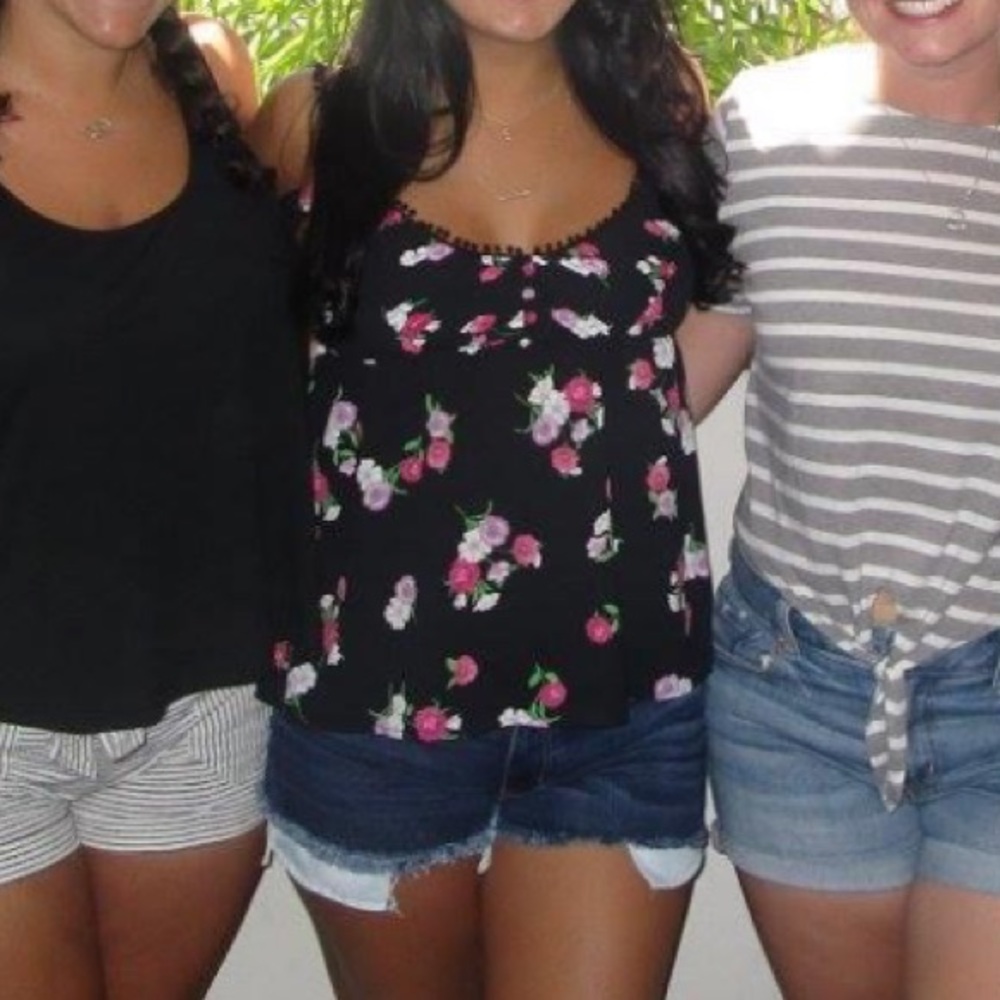 Black and Pink Express Floral Top